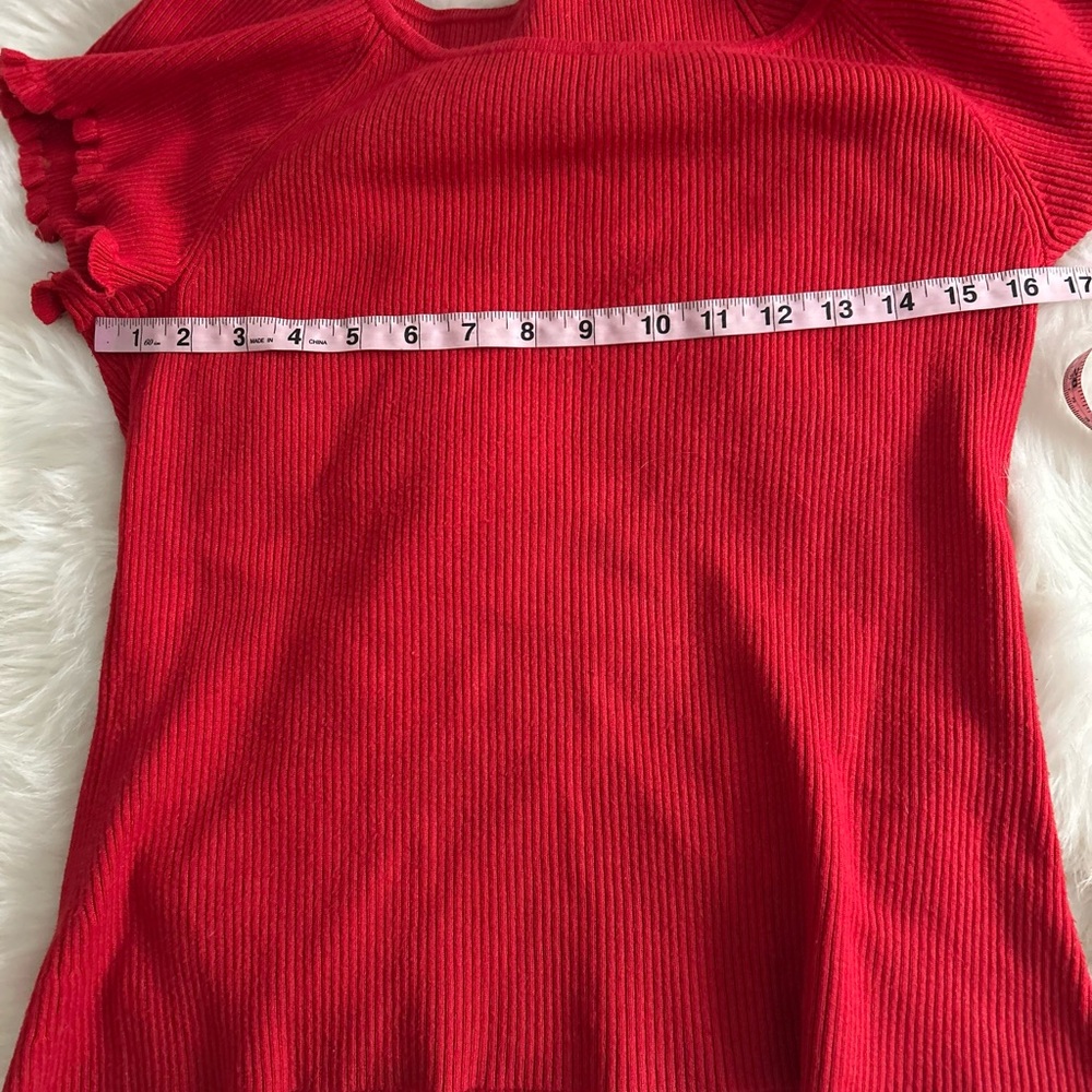 Red Ruffle Sleeve Top - Picture 3 of 4